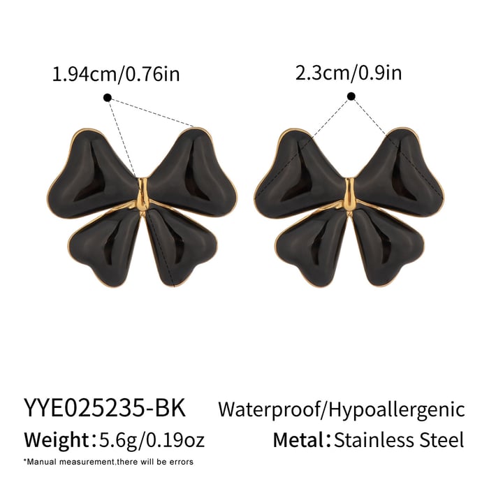 1 Pair Simple Bow Knot Stainless Steel Gold Color Stud Earrings