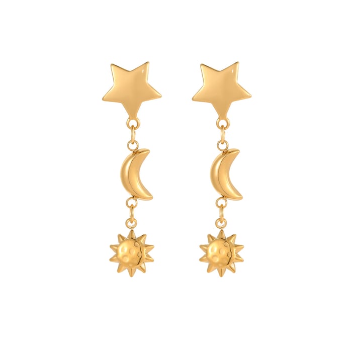 Sun/Moon Stainless Steel  Gold Color Women's Dangle Earrings h5Picture5