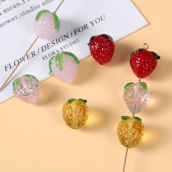 1 Piece Simple Series Sweet Plant Glass Jewelry Beads Picture4