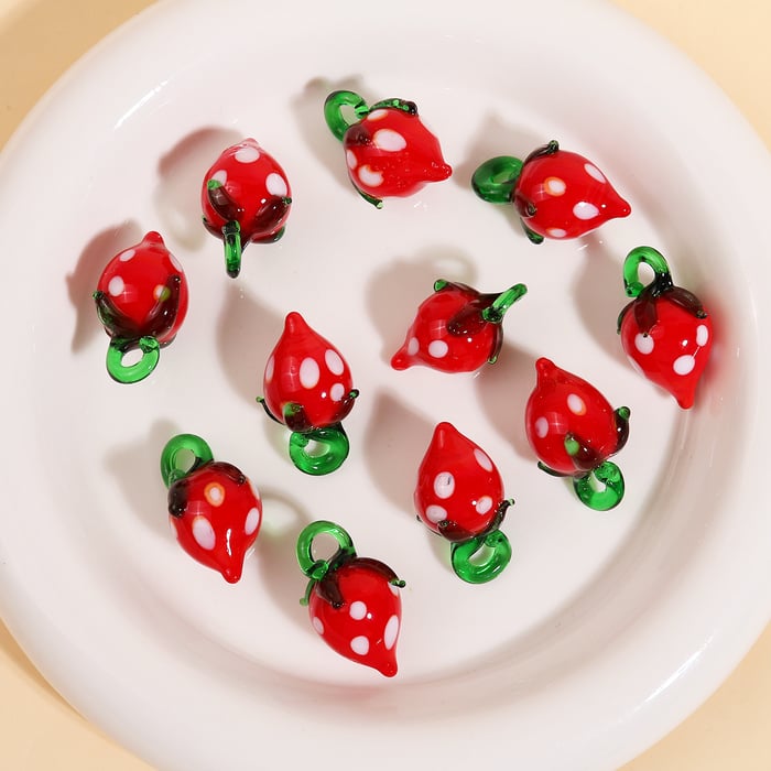 1 Piece Simple Series Cute Plant Glass Jewelry Beads Picture2