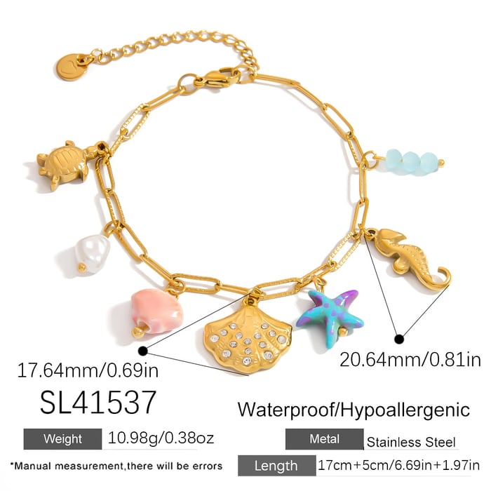 Romantic Series Natural Turtle Stainless Steel Shell Women's Charm Bracelets h5Picture2