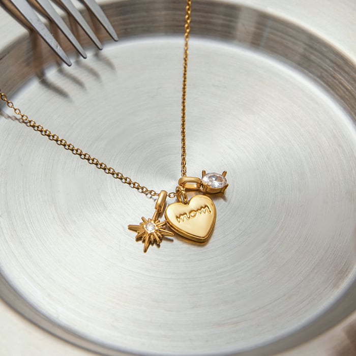 1 Piece Exquisite Heart Stainless Steel Gold Color Women's Pendant Necklaces h5Picture6