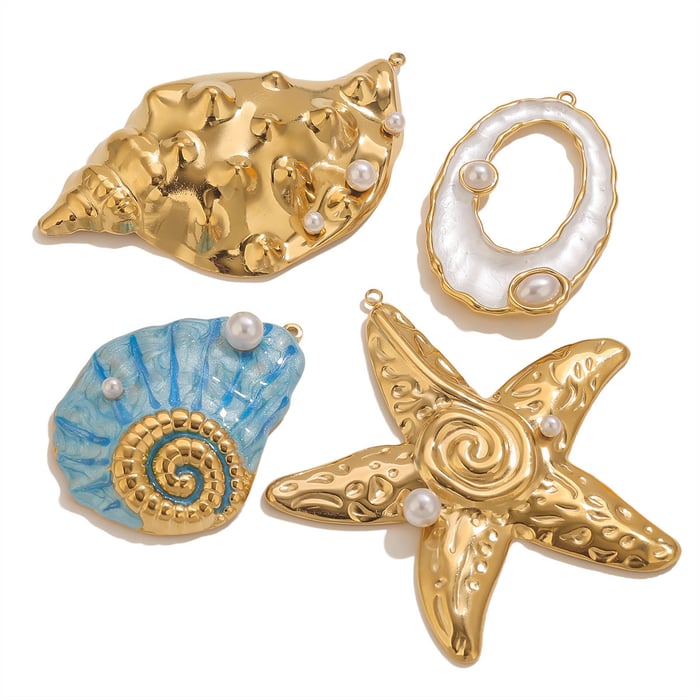 1 Piece Exquisite Marine Organism Stainless Steel Gold Color Women's Pendants Picture5