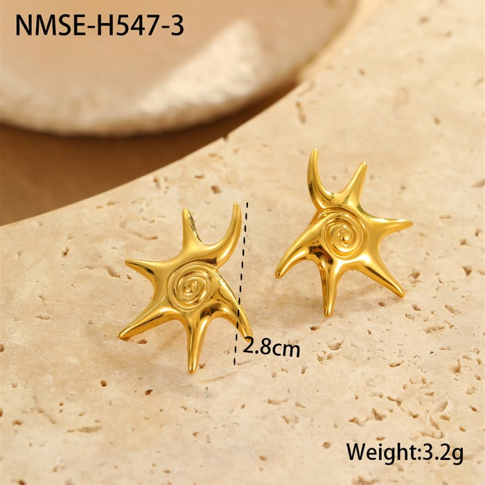 Romantic Vacation Cartoon Stainless Steel Gold Color Women's Stud Earrings