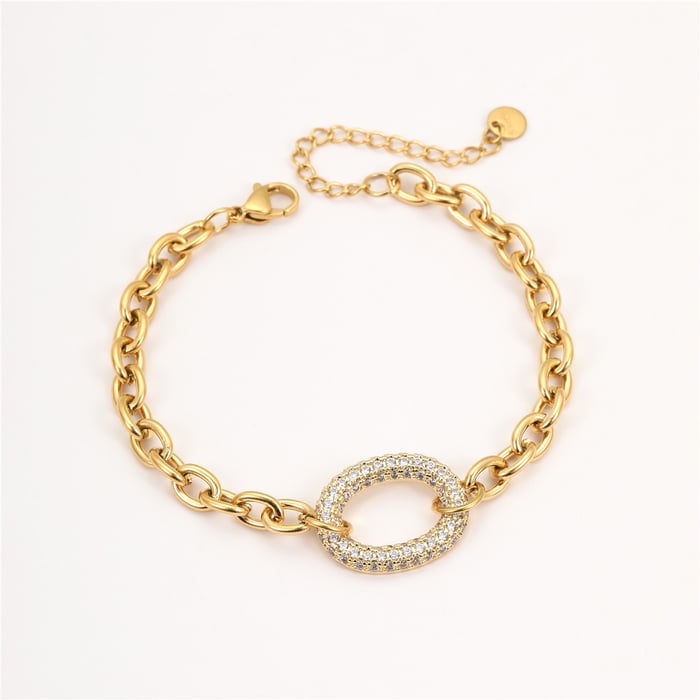 Sweet Geometric Stainless Steel Gold Color Women's Chain Bracelets h5Picture5