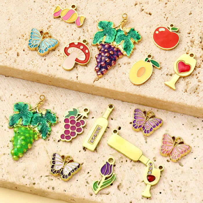 1 Piece Romantic Series DIY Grape Stainless Steel Gold Color Women's Pendants h5Picture4