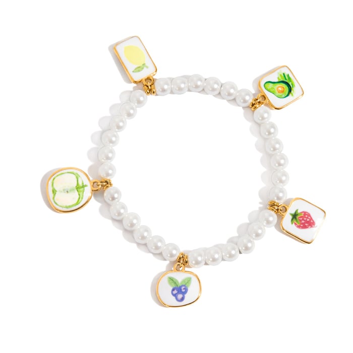 1 Stück Romantische Kirsche Edelstahl Gold Farbe Damen Charm Armbänder