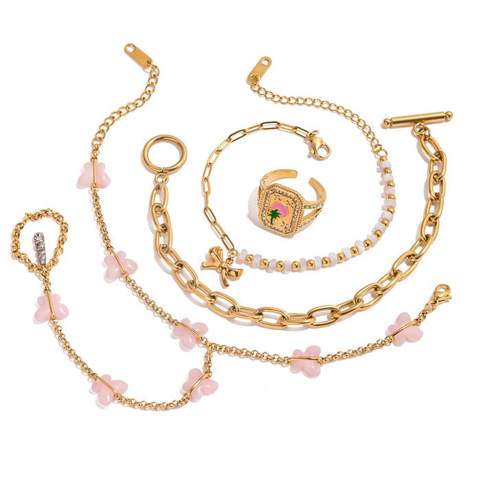 1 Piece Romantic Series Cute Butterfly Stainless Steel Gold Color Women's Chain Bracelets h5Picture7