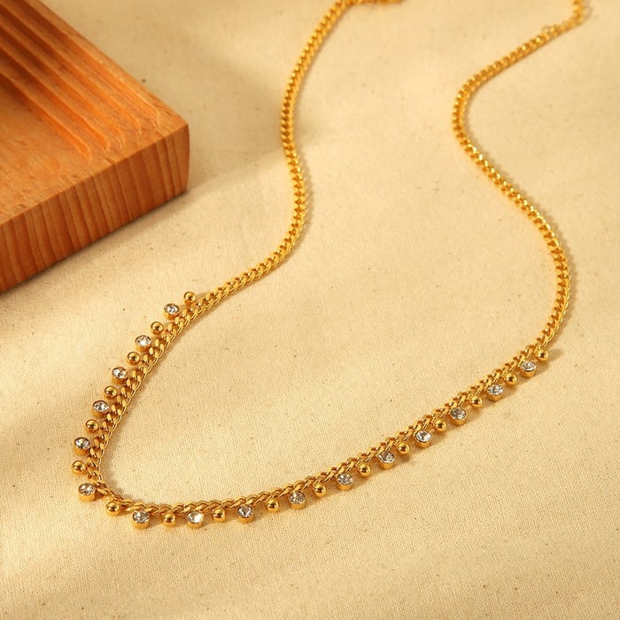 Collares colgantes de acero inoxidable color dorado con cadena diaria para mujer h5Imagen4