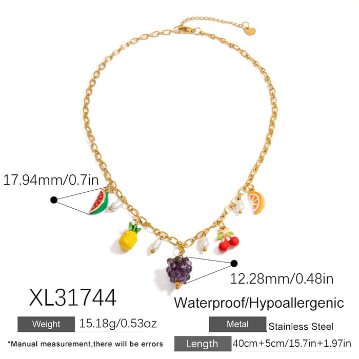 1 Pair Luxurious Series Casual Plant Stainless Steel   Gold Color  Women's Pendant Necklaces Picture2