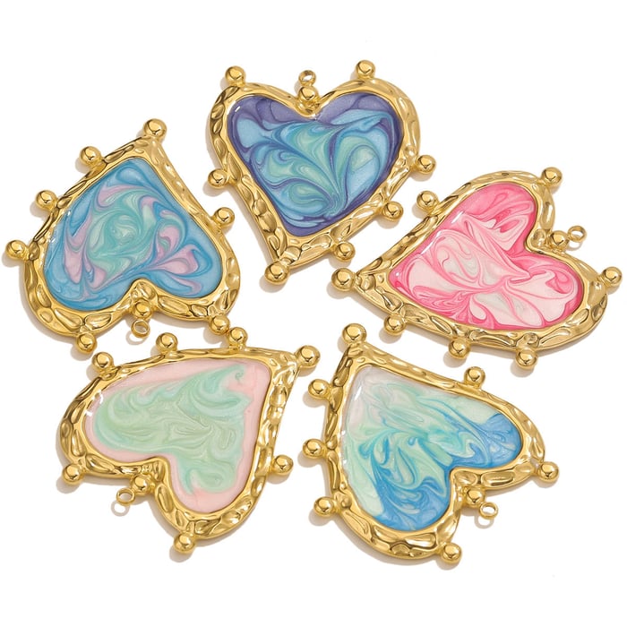 1 Piece Romantic Series DIY Heart Stainless Steel Women's Pendants h5Picture4