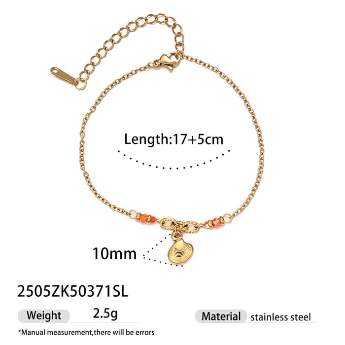 1 Piece  Oceanic Stainless Steel Gold Color Charm Bracelets