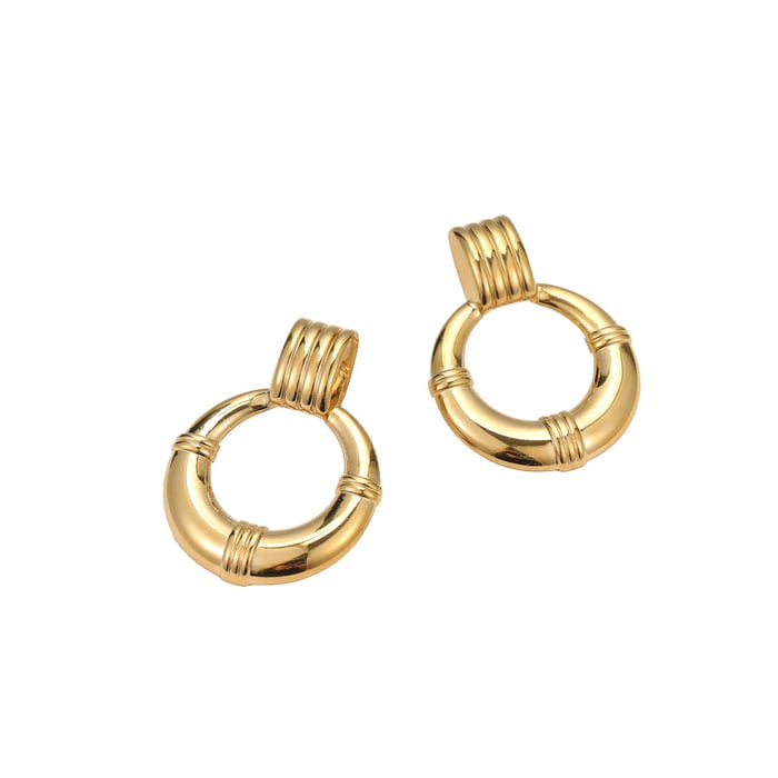 Luxurious Retro Geometric Stainless Steel Women's Hoop Earrings h5Picture5