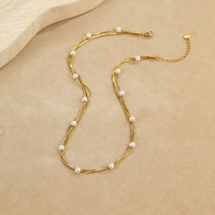 Elegant Stainless Steel Gold Color Women's Chain Necklaces h5Picture2