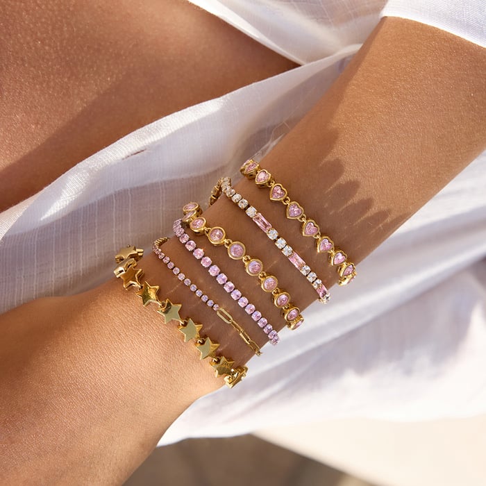 1 Piece Sweet Heart Stainless Steel Gold Color Women's Chain Bracelets h5Picture3