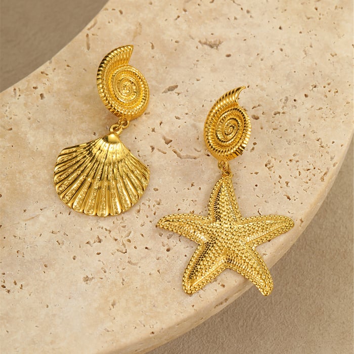 Vacation Turtle Stainless Steel  Gold Color  Women's Dangle Earrings h5Picture4