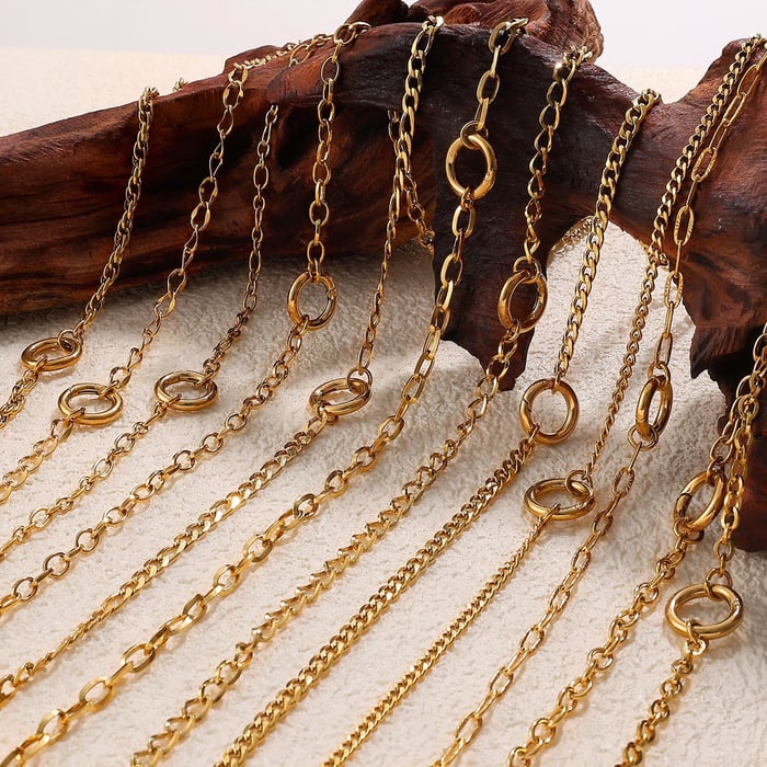1 Piece Simple Stainless Steel Gold Color DIY Charm Bracelet h5Picture3