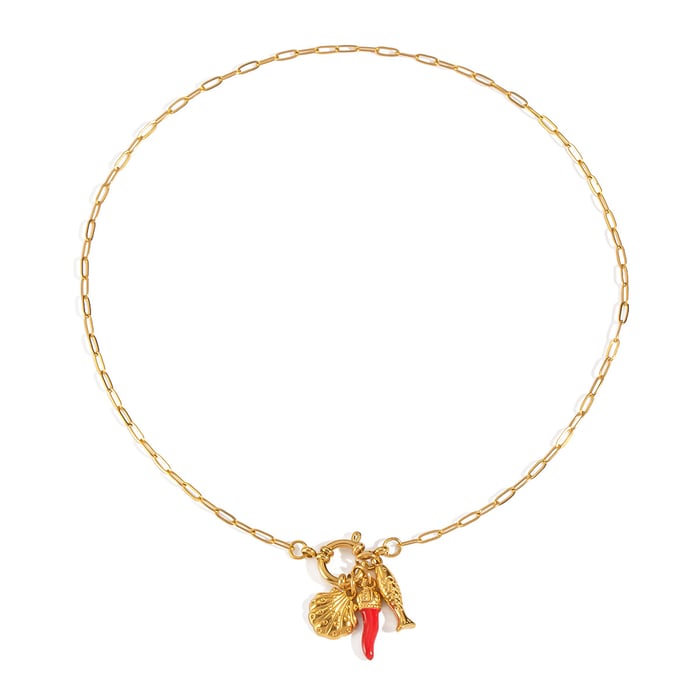 1 Piece Chill Charm Stainless Steel Gold Color Pendant Necklace h5Picture5