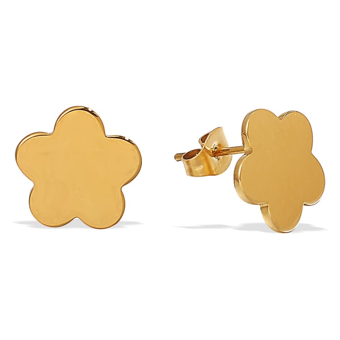1 Pair Simple Flower Stainless Steel Gold Color Stud Earrings h5Picture5