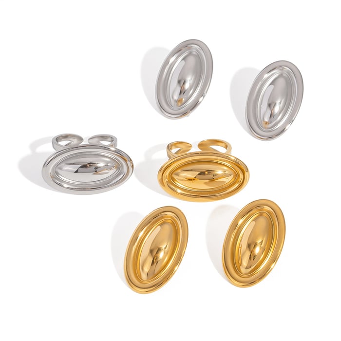 Simple Stainless Steel Gold Color Earring Sets h5Picture5