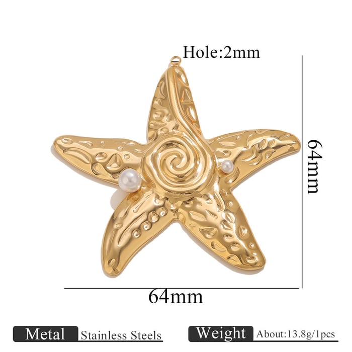 1 Piece Exquisite Marine Organism Stainless Steel Gold Color Women's Pendants 
