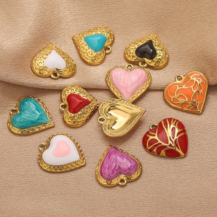 1 Piece DIY Colorful Heart Stainless Steel Women's Pendants h5Picture3