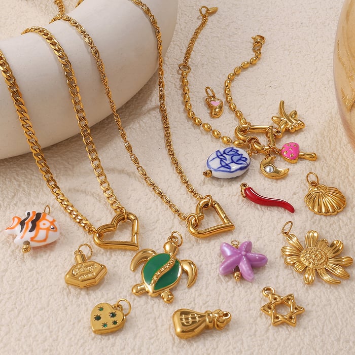 Heart Stainless Steel Gold Color DIY Necklaces h5Picture2