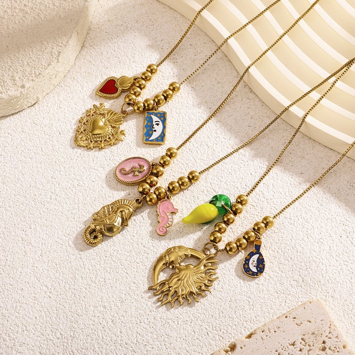 1 stuk romantische serie elegante hart roestvrij staal goudkleurige dames hanger kettingen h5Afbeelding3
