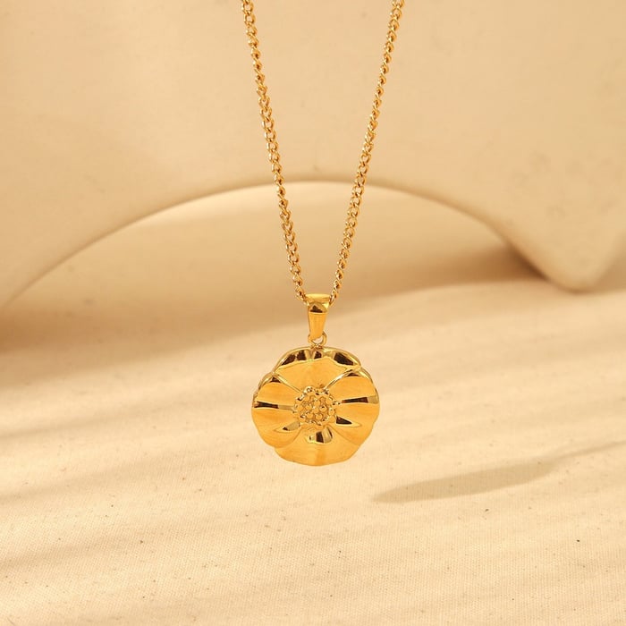Collares colgantes de acero inoxidable color dorado con cadena diaria para mujer h5Imagen3