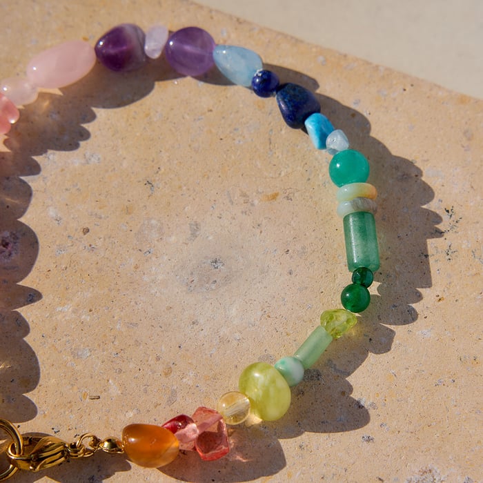 1 Stück polychrome Perlen Edelstahl Gold Farbe Damen Charm Armbänder Bild6