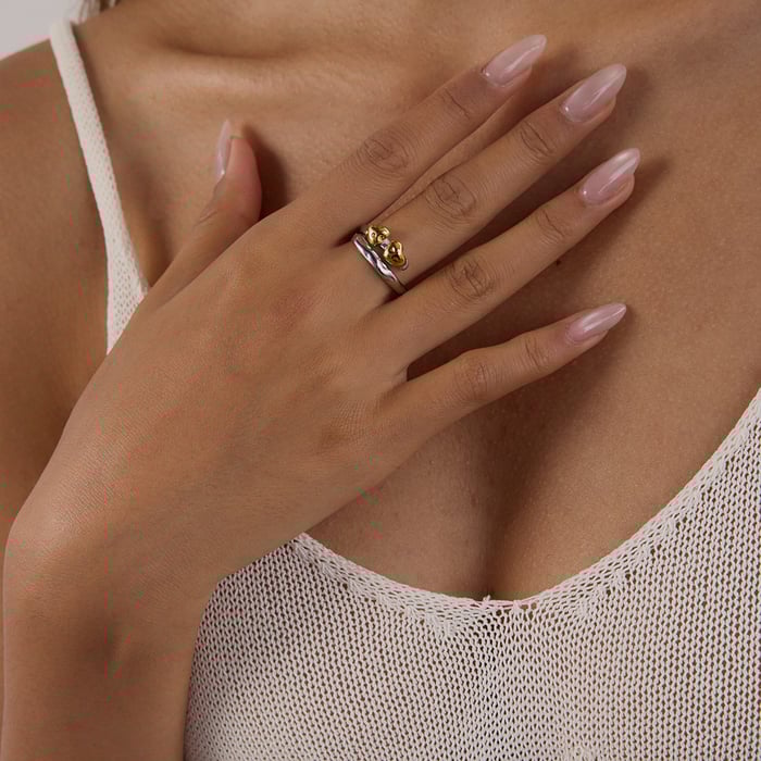 1 Piece Simple Series Heart Stainless Steel Gold & Silver Color Statement Rings h5Picture5