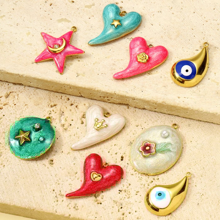 1 Piece DIY Droplet Stainless Steel Gold Color Women's Pendants h5Picture5