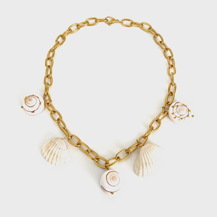 1 Piece Shell Stainless Steel Gold Color Pendant Necklace