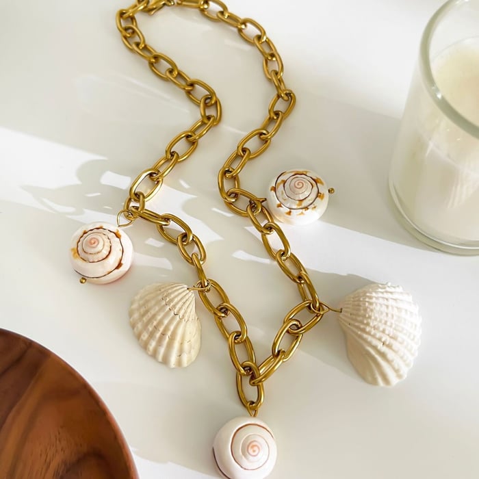 1 Piece Shell Stainless Steel Gold Color Pendant Necklace h5Picture5