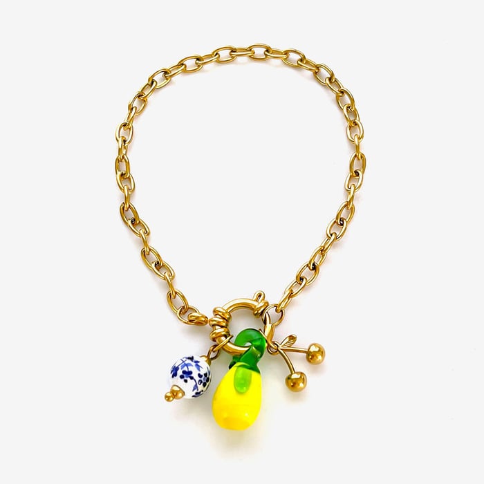 1 Piece Lemon Stainless Steel Gold Color Charm Bracelet