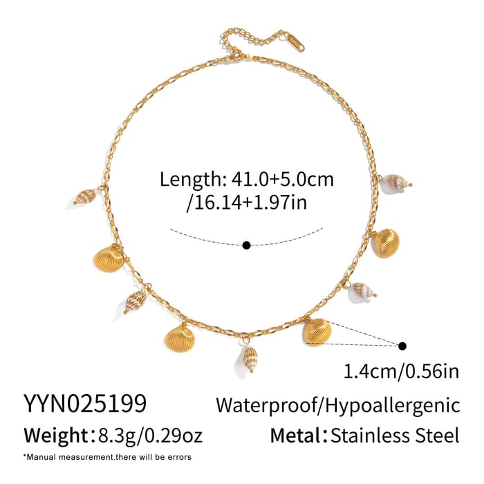 1 Piece Oceanic Shelll Stainless Steel Gold Color Charm Bracelet