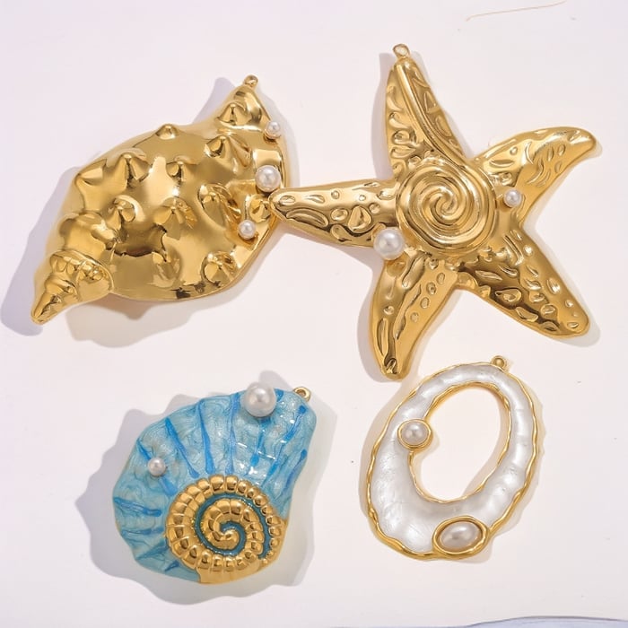 1 Piece Exquisite Marine Organism Stainless Steel Gold Color Women's Pendants Picture3