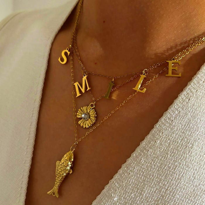 1 Piece Fish Stainless Steel Gold Color Pendant Necklace h5Picture2