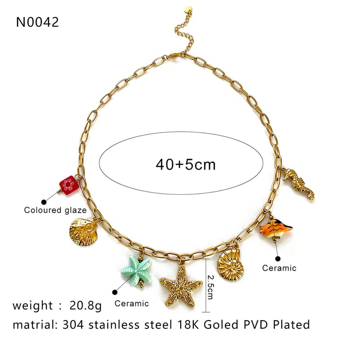 1 Piece Oceanic Stainless Steel Gold Color Pendant Necklace h5Picture2