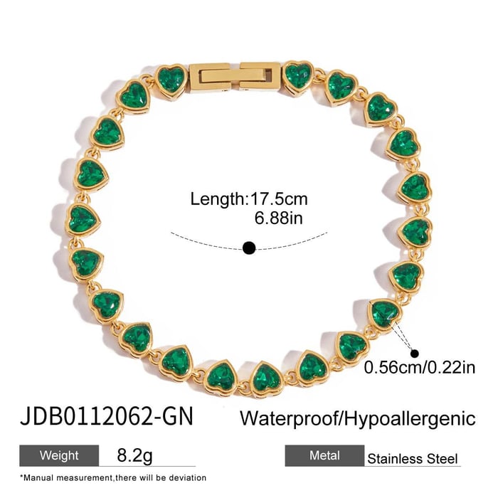 1 Piece Luxurious Series Retro Green Stainless Steel Gold Color Women's Chain Bracelets