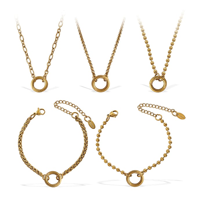 1 Piece Simple Stainless Steel Gold Color DIY Charm Bracelet h5Picture4