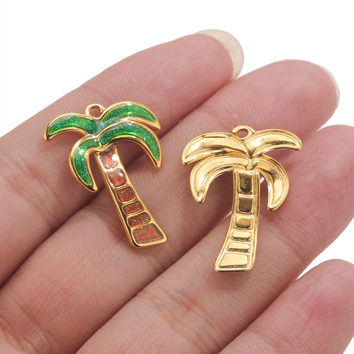 1 Piece Coconut Palm Stainless Steel Gold Color Women's Pendants h5Picture4
