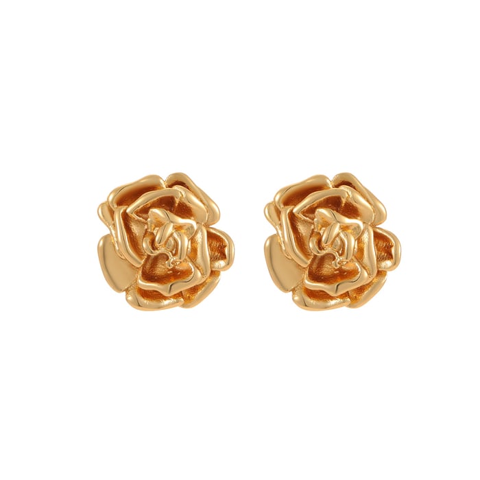 Daily Flower Stainless Steel Gold Color Women's Stud Earrings h5Picture5