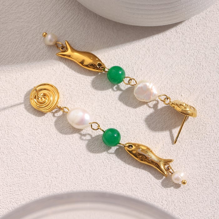 1 paire de boucles d'oreilles pendantes élégantes en acier inoxydable pour femme, série Simple, motif animal h5Image2