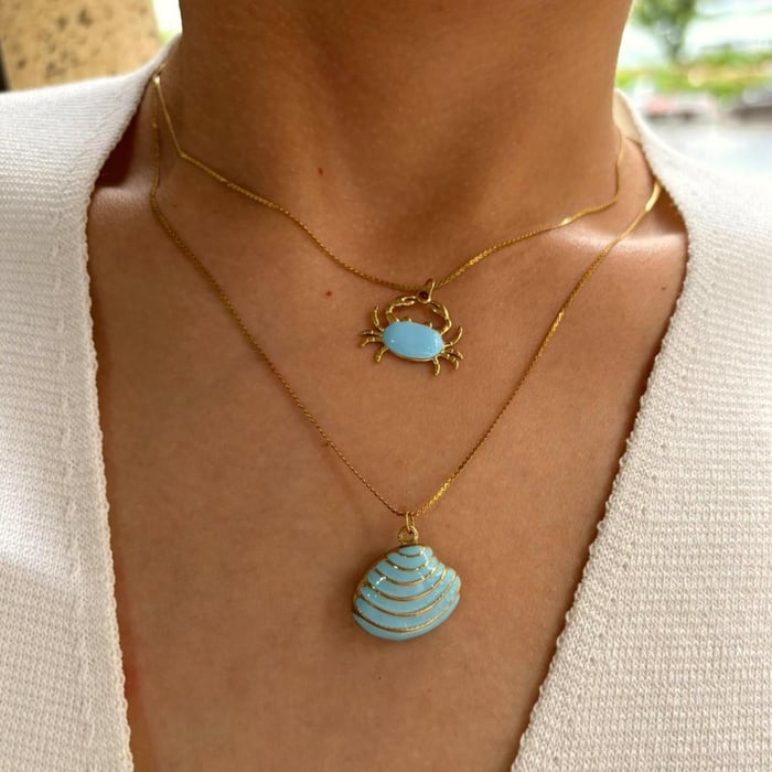 1 Piece Enamel Crab Stainless Steel Gold Color Pendant Necklace h5Picture3