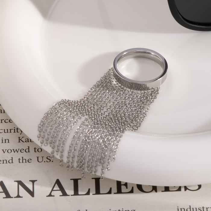 1 Stück Statement-Ringe aus Edelstahl mit Quaste h5Bild2
