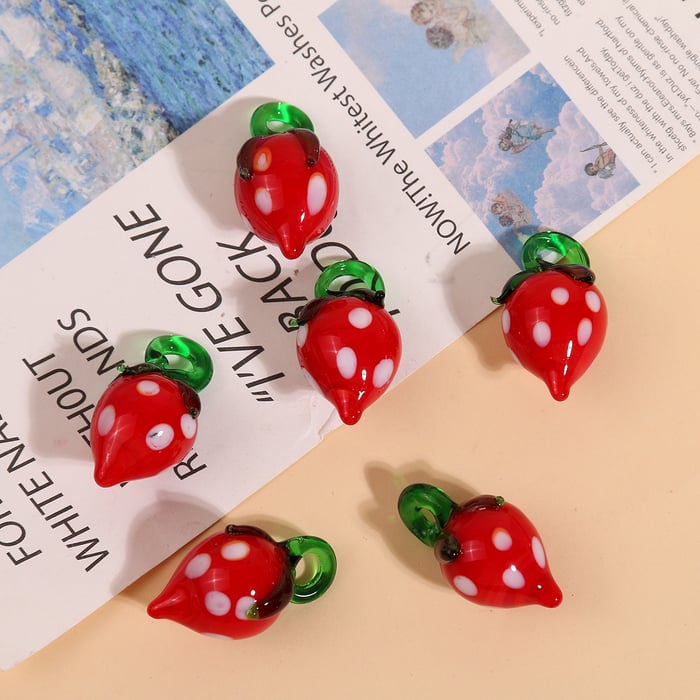 1 Piece Simple Series Cute Plant Glass Jewelry Beads Picture3