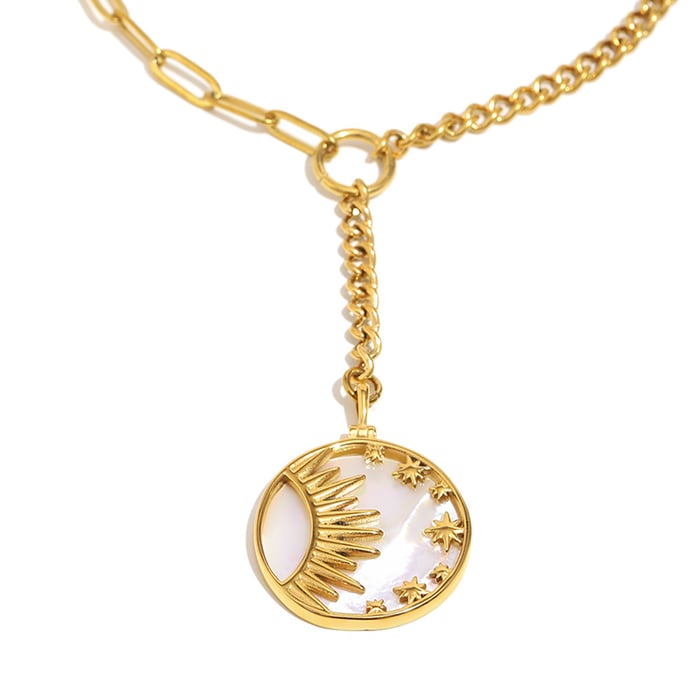 1 Pair Simple Series Classic Sun/Moon Stainless Steel Women's Pendant Necklaces