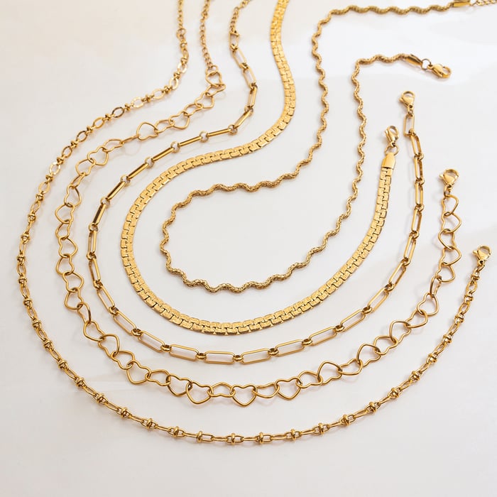1 Piece Simple Series Classic Twist Stainless Steel Gold Color Women's Chain Necklaces h5Picture4
