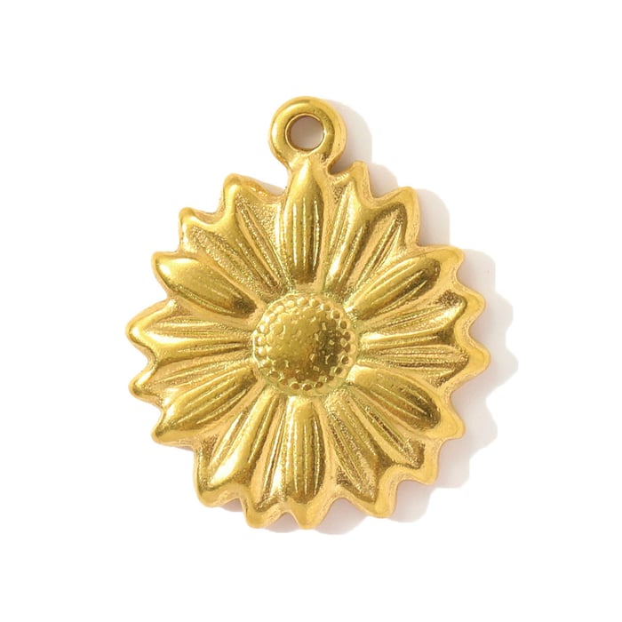 1 Piece Simple Series DIY Flower Stainless Steel Gold Color Women's Pendants